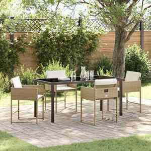 vidaXL Set de masă pentru grădină 5 pcs Bej poliratan imagine