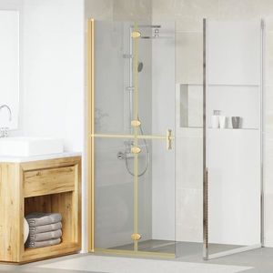 vidaXL Perete de duș Walk-in Manual auriu și transparent 80 x 190 cm imagine