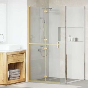 vidaXL Perete de duș Walk-in Manual auriu și transparent 90 x 190 cm imagine