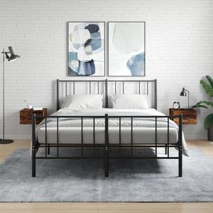 vidaXL Noptiere de perete, 2 buc., stejar afumat, 35x35x20 cm imagine