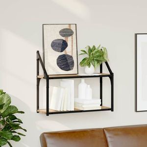 vidaXL Raft de perete stejar artizanal 60 x 21 x 51 cm Lemn compozit imagine