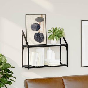 vidaXL Raft de perete Stejar negru 60 x 21 x 51 cm Lemn compozit imagine
