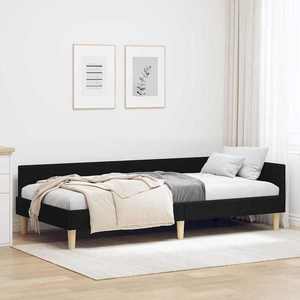 vidaXL Cadru de pat colțar cu headboard Negru 80 x 200 cm țesătură imagine