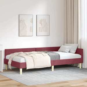 vidaXL Cadru de pat colțar cu headboard Roșu Vin 100 x 200 cm țesătură imagine