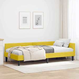 vidaXL Cadru de pat colțar cu headboard Galben 80 cm x 200 cm țesătură imagine