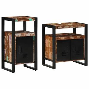 vidaXL Set de mobilier pentru baie 2 pcs Maro Lemn masiv reciclat imagine