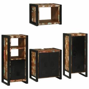 vidaXL Set de mobilier pentru baie cu ușă 4 pcs Lemn recuperat solid imagine