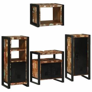 vidaXL Set de mobilier pentru baie cu ușă 4 pcs Lemn recuperat solid imagine