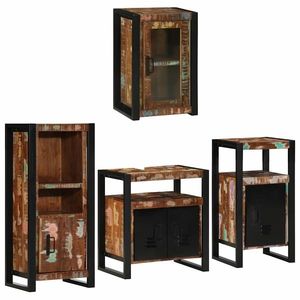 vidaXL Set de mobilier pentru baie cu ușă 4 pcs Lemn recuperat solid imagine