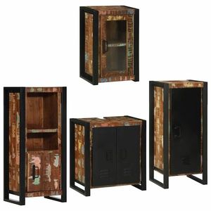 vidaXL Set de mobilier pentru baie cu ușă 4 pcs Lemn recuperat solid imagine