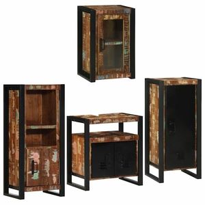 vidaXL Set de mobilier pentru baie cu ușă 4 pcs Lemn recuperat solid imagine