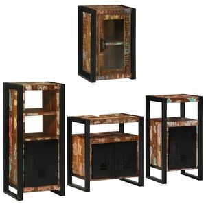 vidaXL Set de mobilier pentru baie cu ușă 4 pcs Lemn recuperat solid imagine