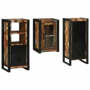 vidaXL Set de mobilier pentru baie cu ușă 3 pcs Lemn recuperat solid imagine