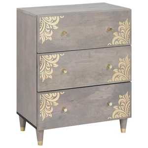 vidaXL Bufet Gri și Aur 60 x 33 x 75 cm Lemn de mango solid imagine