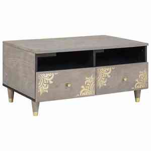 vidaXL Masă de cafea cu sertar Gri 80 x 54 x 40 cm Lemn de mango solid imagine