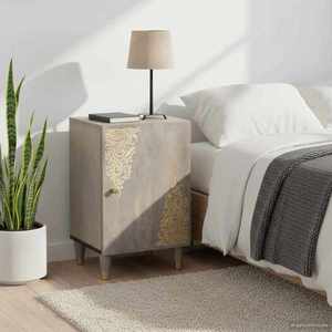 vidaXL Dulap de Baie cu ușă Gri 38 x 33 x 58 cm Lemn de mango solid imagine