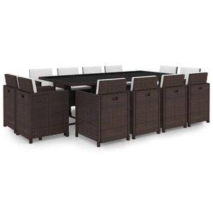 vidaXL Set mobilier de exterior cu perne, 13 piese, maro, poliratan imagine