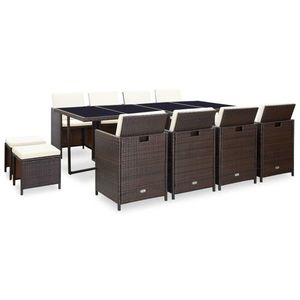 vidaXL Set mobilier de exterior cu perne, 13 piese, maro, poliratan imagine