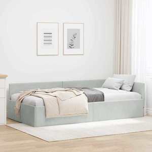 vidaXL Cadru de pat colțar Gri deschis 80 cm x 200 cm țesătură imagine