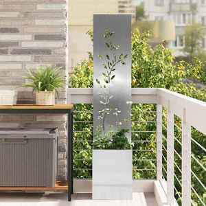 vidaXL Ecran de intimitate pentru grădină Floral Argintiu 32 x 140 cm imagine