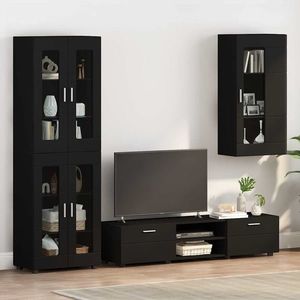 vidaXL Cabinet suspendat cu raft Negru 55 x 29 x 100 cm Lemn compozit imagine