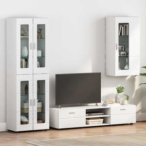 vidaXL Cabinet suspendat cu raft Alb foarte lucios 55 x 29 x 100 cm imagine