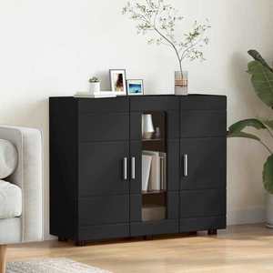 vidaXL Bufet cu raft cu ușă Negru 55, 5 x 29 x 100 cm Lemn compozit imagine