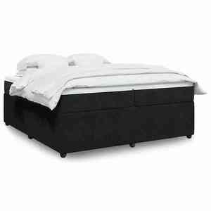 vidaXL Pat box spring cu saltea, negru, 200x200 cm, catifea imagine