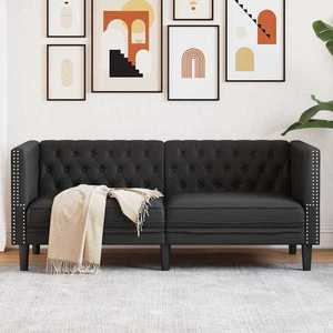 vidaXL Canapea Chesterfield Argyle Negru 174 x 74.5 x 70.5 cm imagine
