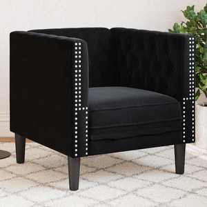 vidaXL Scaun canapea Chesterfield Negru 71 x 74.5 x 70.5 cm Catifea imagine