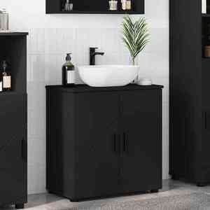 vidaXL Dulap de Baie Negru 61 x 35 x 64 cm Lemn compozit & Metal imagine
