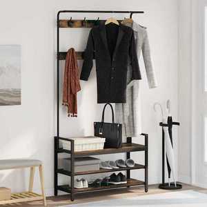 vidaXL Răcător de paltoane cu raft Stejar afumat 95 x 34 x 184 cm imagine