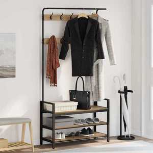 vidaXL Răcător de paltoane cu raft stejar artizanal 95 x 34 x 184 cm imagine