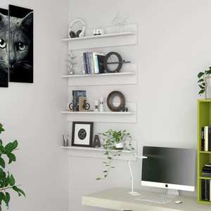 vidaXL Rafturi de perete, 4 buc., alb, 80x11, 5x18 cm, PAL imagine