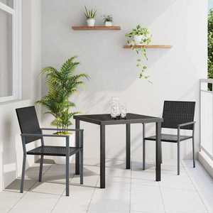 vidaXL Set de masă pentru grădină 3 pcs Negru Rattan poli imagine