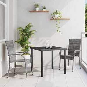 vidaXL Set de masă pentru grădină 3 pcs Gri Rattan poli imagine