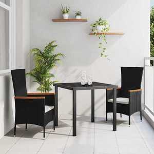 vidaXL Set de masă pentru grădină cu pernă 3 pcs Negru Rattan poli imagine