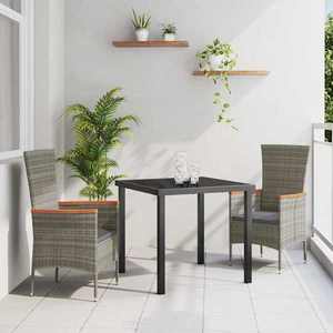 vidaXL Set de masă pentru grădină cu pernă 3 pcs Gri Rattan poli imagine