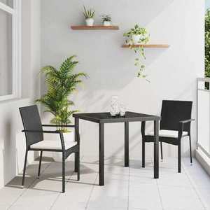 vidaXL Set de masă pentru grădină cu pernă 3 pcs Negru Rattan poli imagine