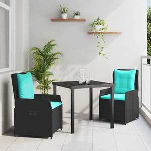 vidaXL Set de masă pentru grădină 3 pcs Negru Rattan poli imagine