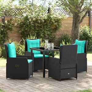 vidaXL Set de masă pentru grădină 5 pcs Negru Rattan poli imagine