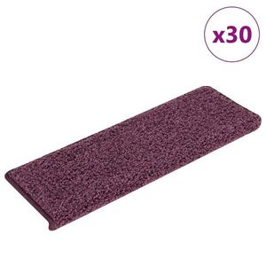vidaXL Covorașe pentru scări, 30 buc., 65x21x4 cm, violet închis, cu margini dreptunghiulare imagine