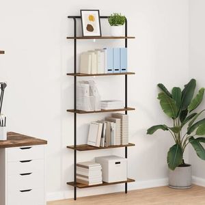 vidaXL Raft pentru cărți Stejar afumat 60 x 24 x 168 cm Lemn compozit imagine