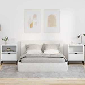 vidaXL Mese de noptieră 2 pcs Alb 49 x 36 x 61 cm Lemn compozit imagine