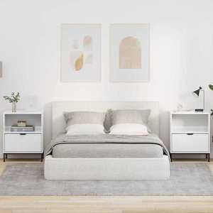 vidaXL Mese de noptieră 2 pcs Alb foarte lucios 49 x 36 x 61 cm imagine