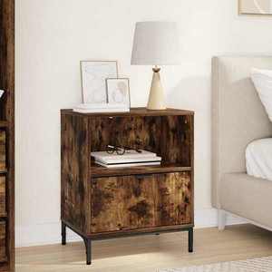 vidaXL Noptieră cu sertar Stejar afumat 49 x 36 x 61 cm Lemn compozit imagine