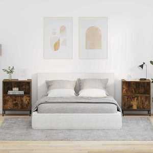 vidaXL Mese de noptieră cu sertar 2 pcs Stejar afumat 49 x 36 x 61 cm imagine