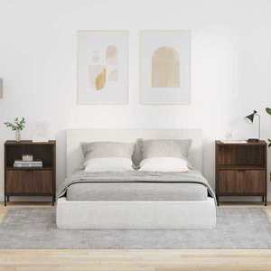 vidaXL Mese de noptieră cu sertar 2 pcs Stejar brun 49 x 36 x 61 cm imagine