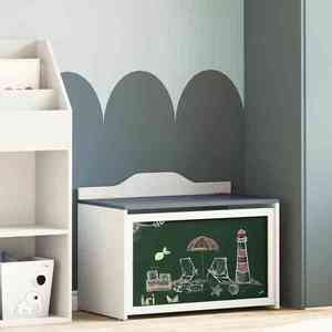 vidaXL Cutie pentru jucării Gri și alb 73 x 33 x 55 cm Lemn compozit imagine