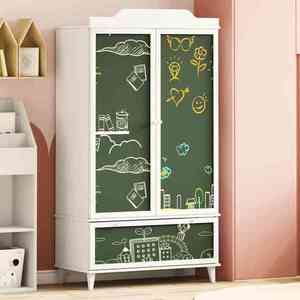 vidaXL Dulap cu tablă de scris cu sertar cu raft Alb Lemn compozit imagine